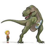 Ako sa z Miša stal Tyrannosaurus rex, ilustrácia pre detský príbeh Tyranosaurus, ktorý mal rád fazuľu na Caroslovnik.com